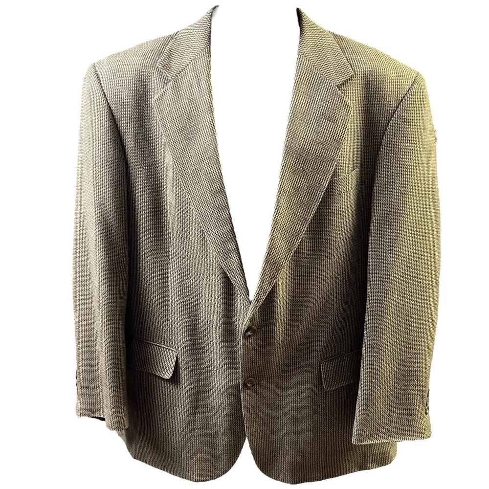 Haggar Clothing Co Blazer‎ Mens 42R Brown Single Breasted Micro-Pattern Classic